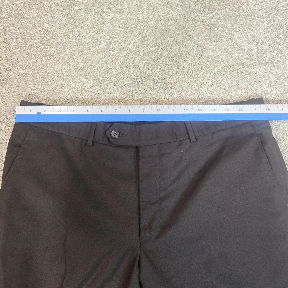Gala Dress Pants Wool Mens 36x 34 Black  Flat Front‎ Straight Slacks